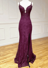 Nora | Mermaid Lace Appliques Burgundy Long Formal Dress - Price #price_variant_lowest# - Burgundy - PromDressClub